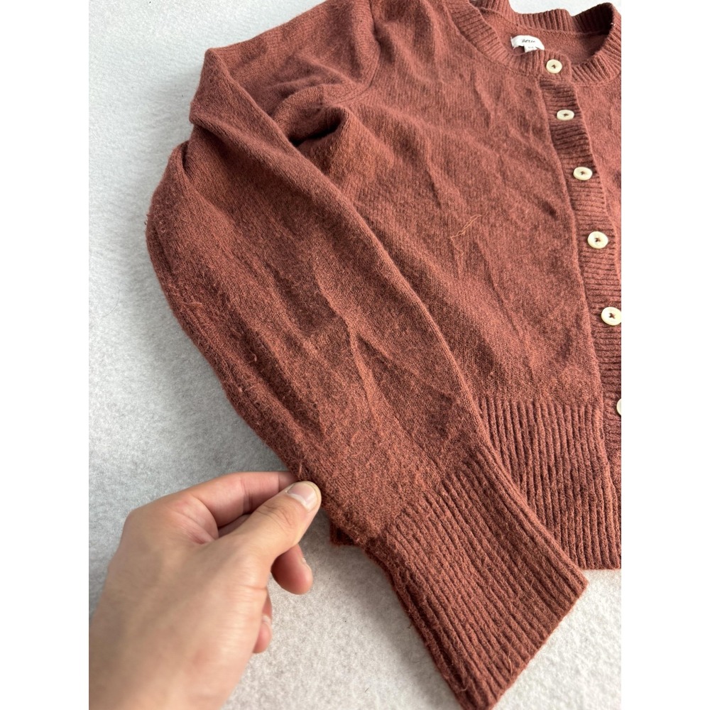Aerie Cardigan Sweater Womens Small Red Recycled Polyester Button Front Knit - Picture 2 of 8